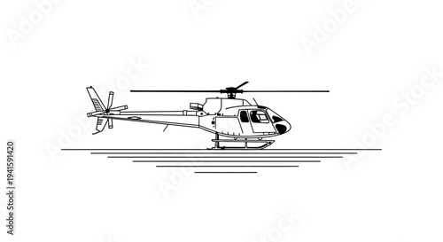 Line Art Helicopter Illustration