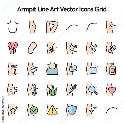 Human Armpit Anatomy Illustration Isolated on White Background