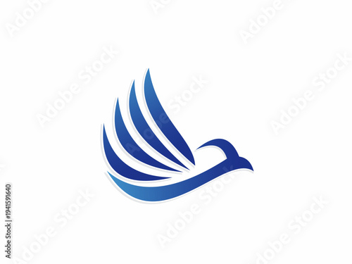 Blue Wings Bird Flying Silhouette Vector Illustration for Logistics Delivery Services and Freedom Travel Brand Identity