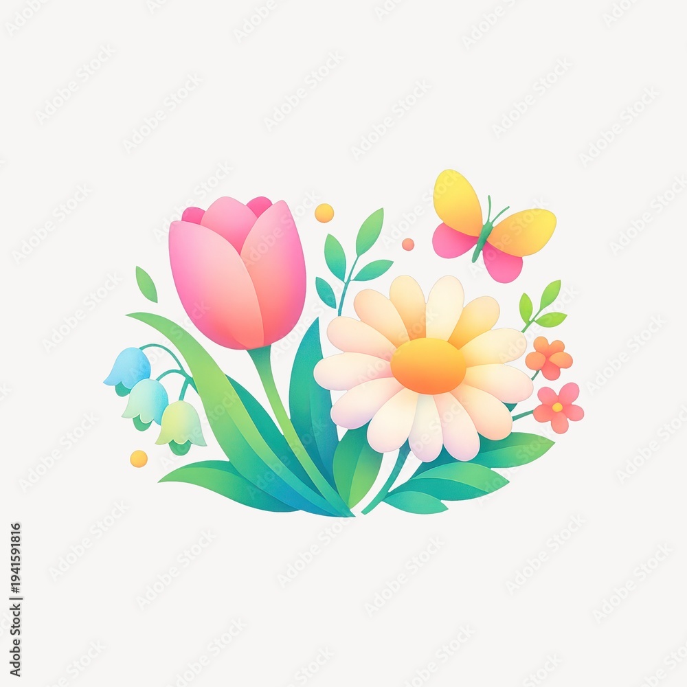 Fototapeta premium Colorful floral spring illustration.
