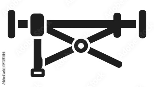 Black and white illustration of an adjustable curtain rod hardware