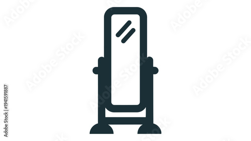 A simple floor standing mirror with a rectangular frame and adjustable stand for dressing and selfreflection