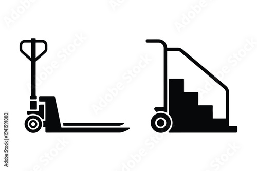 Pallet jack and stair climbing cart icons