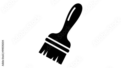 Black silhouette of a wooden pastry brush for baking and cooking isolated on white background