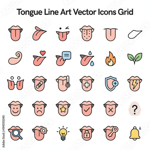 Human Tongue Anatomy Illustration with Taste Buds Medical Diagram