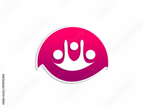 Pink Circular Family Unity Icon and Community People Group Vector for Social Foundation and Non Profit Organizations