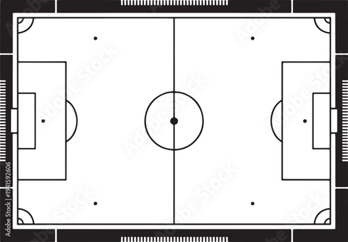 Soccer field top view empty football pitch professional game stadium transparent background