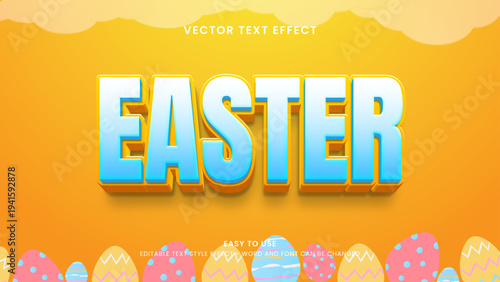 Photography easter editable text effect 3d vector