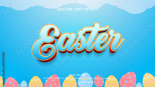 easter editable text effect 3d vector