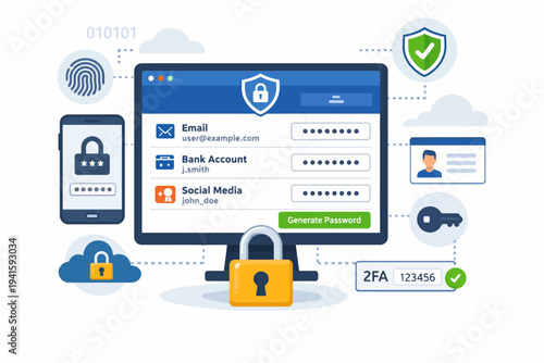 Secure online access with multi-layered authentication and password management