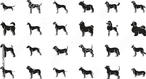 Dog Breed Solid Silhouettes Set