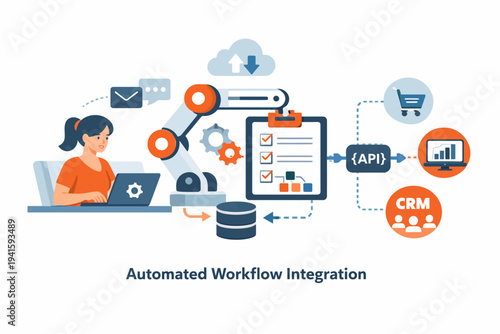 Female developer integrating automated workflow with crm and api
