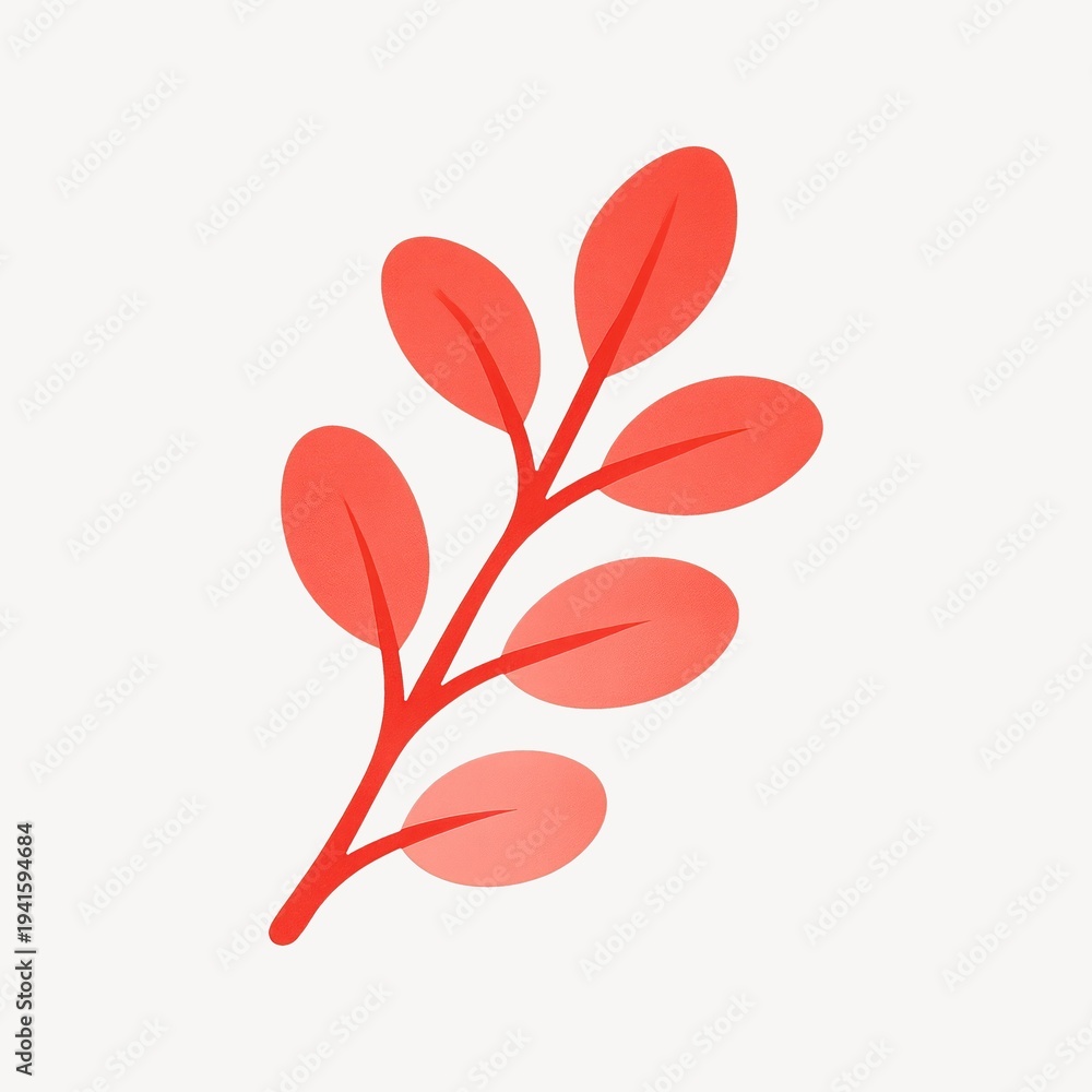 Fototapeta premium Minimalist red leaf illustration.