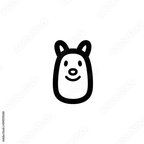Simple black bear face illustration on white background.