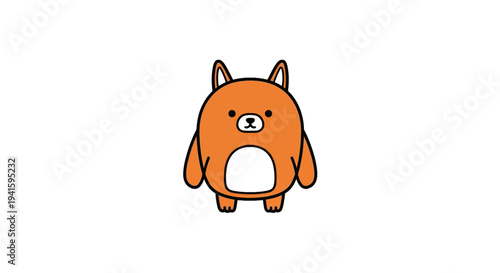 Adorable cartoon bear with cute facial expression and simple design.