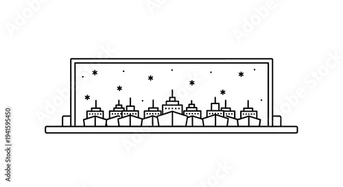 Minimalist Cityscape Silhouette at Night with Stars