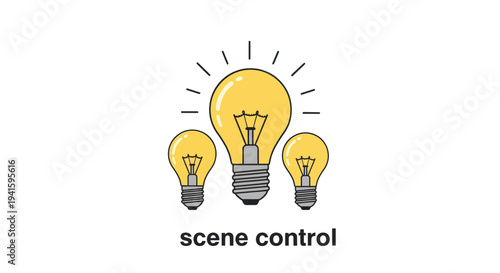 Scene control icon featuring three yellow glowing light bulbs for smart home automation.