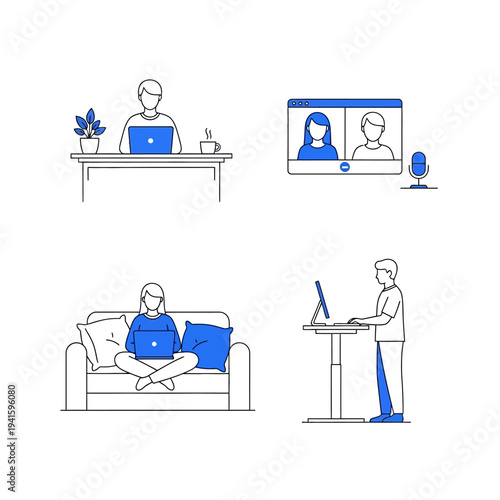 People Using Laptops in Different Settings.