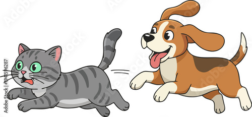 Dog Chasing a Cat