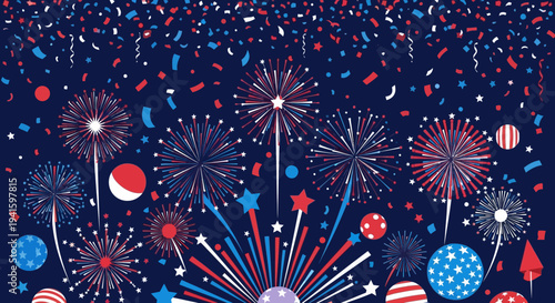 Colorful Fireworks Exploding in Dark Night Sky 2.