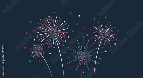 Colorful Fireworks Exploding in Dark Sky.