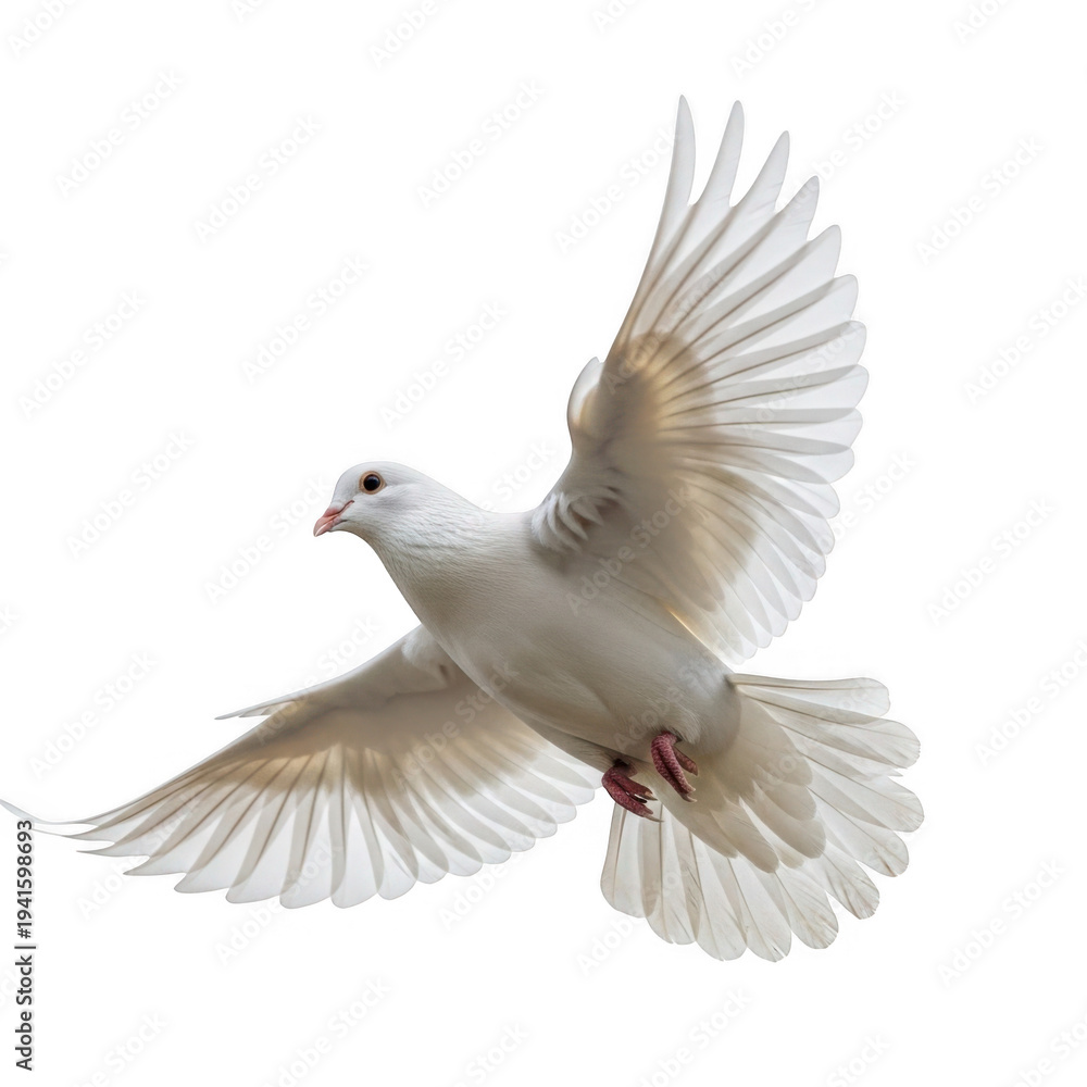 Fototapeta premium White dove in flight isolated on transparent background