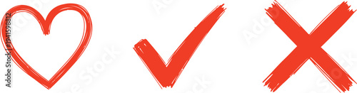 Heart check cross symbol combination