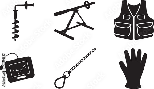 Ice auger tripod fish finder brush and fishing vest for winter ice fishing gear