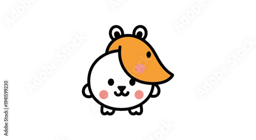 Adorable cartoon character with orange hat and smiling face.