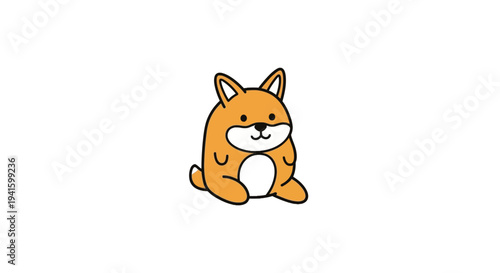 Adorable cartoon Shiba Inu dog sitting happily with a friendly expression.