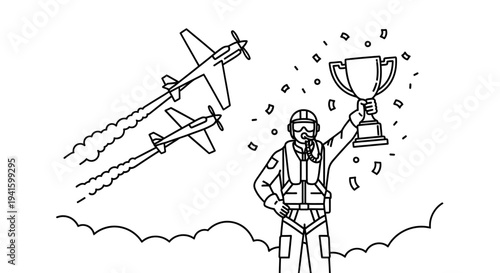 Pilot Wins Trophy with Airplanes Flying in Formation