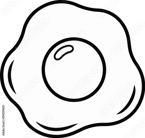 A simple outline drawing of a fried egg with a white background