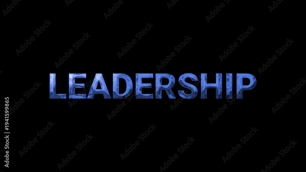Fototapeta premium Leadership text with glowing blue image design background 