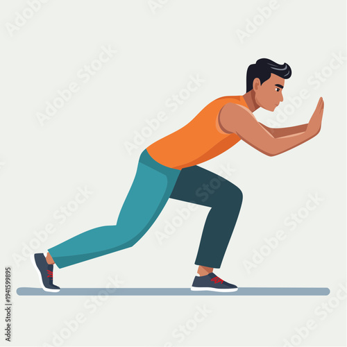 Man exerting maximum effort, pushing forward against a challenging barrier