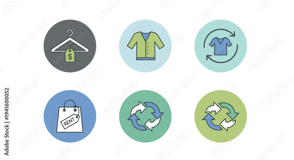 Fototapeta premium Sustainable fashion economy icons for eco-friendly use
