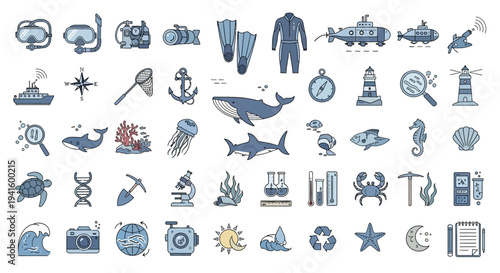 Marine life ocean conservation vector