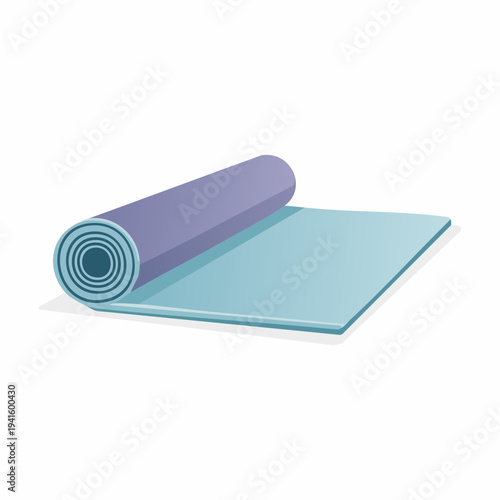 Rolled Up Yoga Mat Isolated on White Background