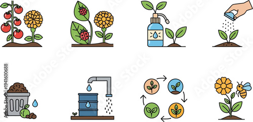 Plant growth cycle vector