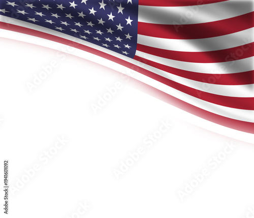 White background with the flag of the United States of America in the upper right corner