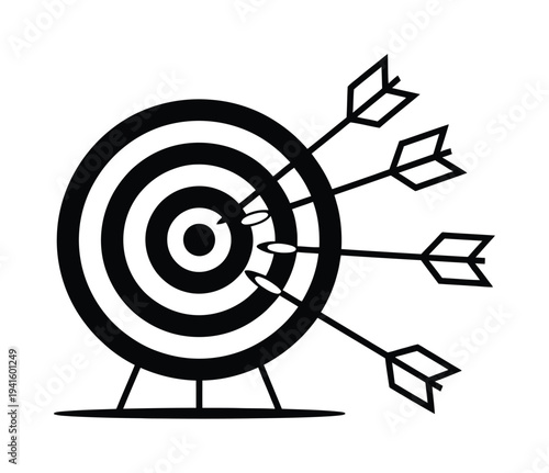 Target with Arrows Bullseye Success Vector Illustration