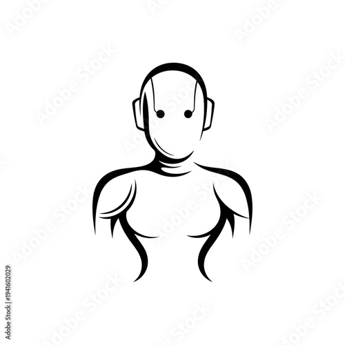 Abstract Humanoid Silhouette Icon for Technology