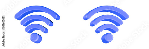 wifi icon 3d render blue color 