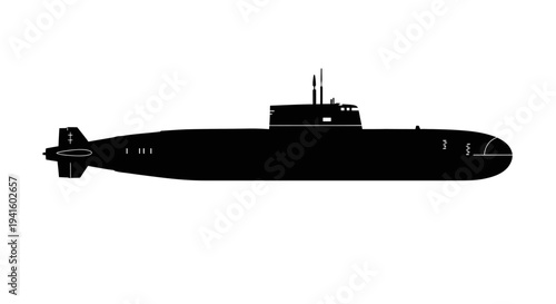 Silhouette of a Submarine on a White Background