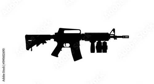 Silhouette of Assault Rifle with Grenade Launcher Attachment
