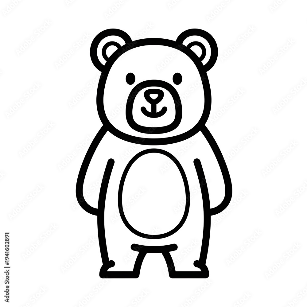 Obraz premium Simple Black and White Bear Illustration.