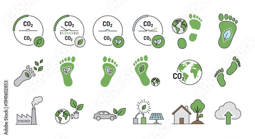 Carbon footprint icons vector