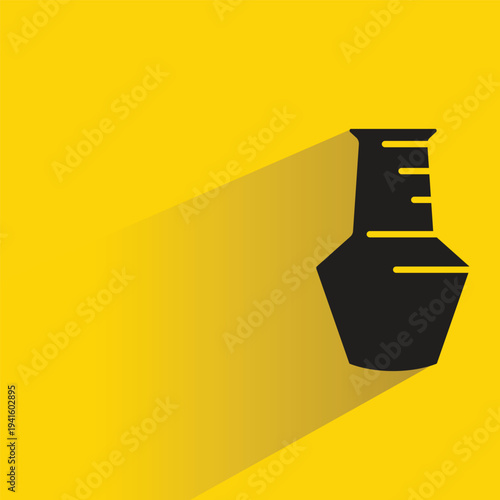 ceramic vase icon with shadow on yellow background