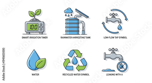 Water conservation icons vector