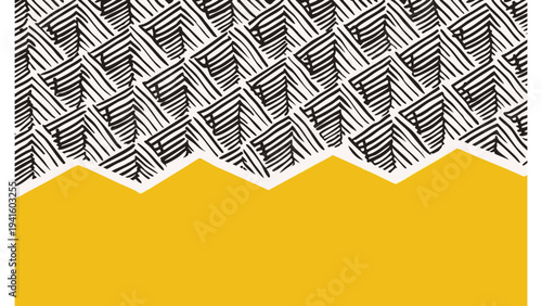 Vector mountain range landscape with patterned background