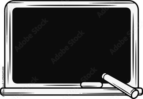 A blank blackboard with chalk on its ledge